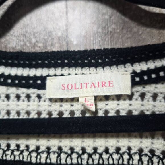 Solitaire Beige and Black Semi Cropped Boxy Knit Top - Picture 4 of 5